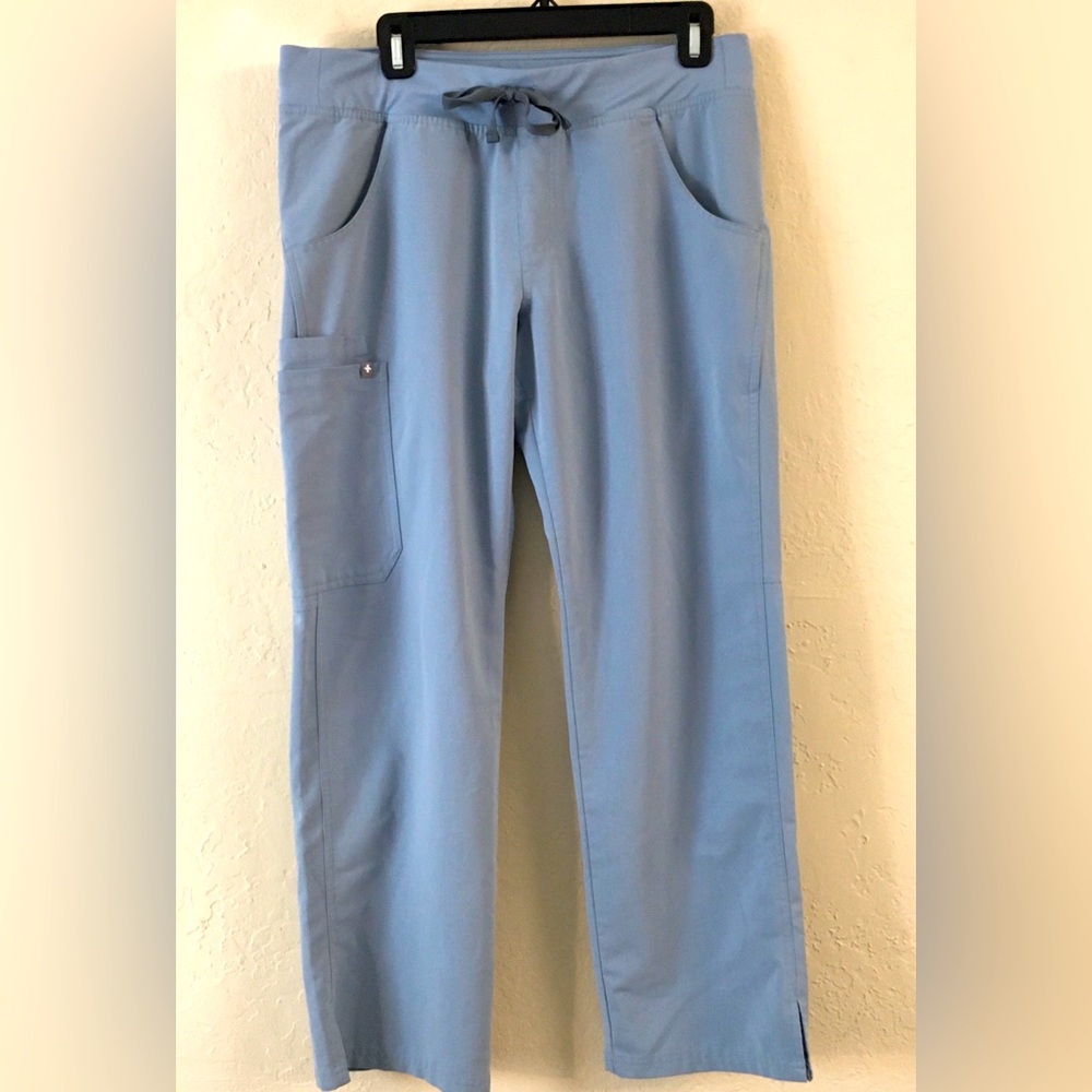 Figs Technical Collection Scrub Pants Petite Medium Blue Medical Nurse Uniform